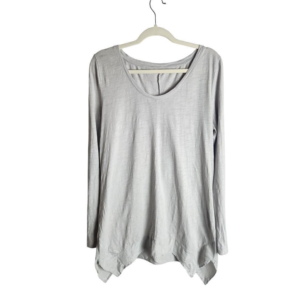 Garnet Hill lightweight blouse cotton silk blend asymmetric hem sz L Lagenlook
